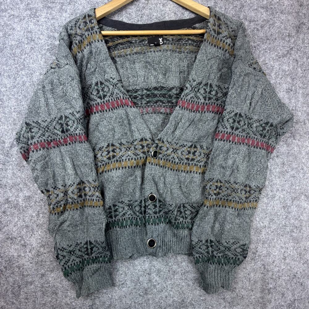Vintage Urban Renewal Cardigan Sweater Mens Large Gray Nordic Heritage Cabincore